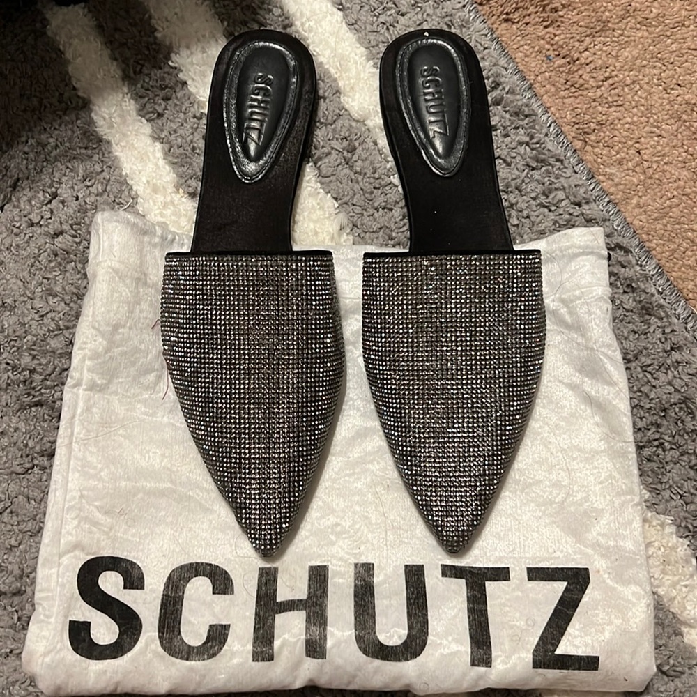 SCHUTZ rhinestone mules - size 9 (NEW)
